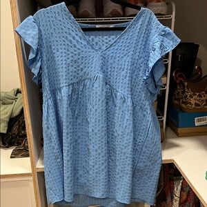 Elegant Blue Textured Blouse